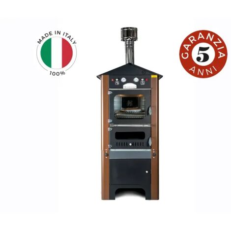 Four à bois extérieur Raggio 80 brown Rossofuoco avec chariot