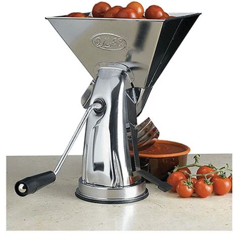 Presse-tomates Super Gulliver 700 en acier inoxydable 18/C – Ventouse en caoutchouc pur – Rouleau en aluminium – Pour purées et jus – Omac