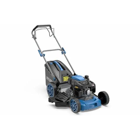 Hyundai – Tondeuse thermique traînée 56cm – Moteur 224cc 6CV – Bac 60L – Hauteur de coupe réglable 25-75mm – Pour terrains variés