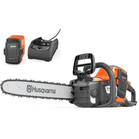 Husqvarna – Tronçonneuse à batterie 36V – Longueur de guide 35,6 cm – Moteur Brushless – Batterie 7,7Ah et chargeur inclus – Pour bois dur