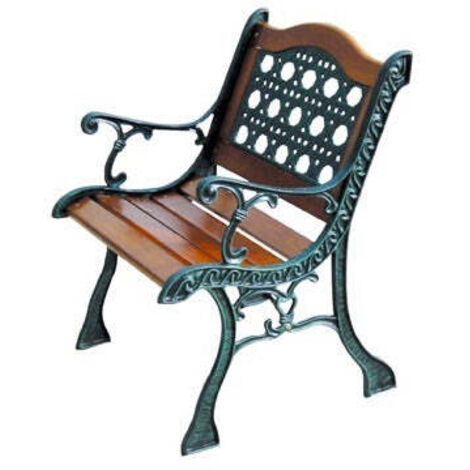 Fraschetti – Fauteuil de jardin en rotin avec armature en fonte et lattes en bois naturel – Résistant aux intempéries – Dimensions L61xP60xH80 cm (1/3)