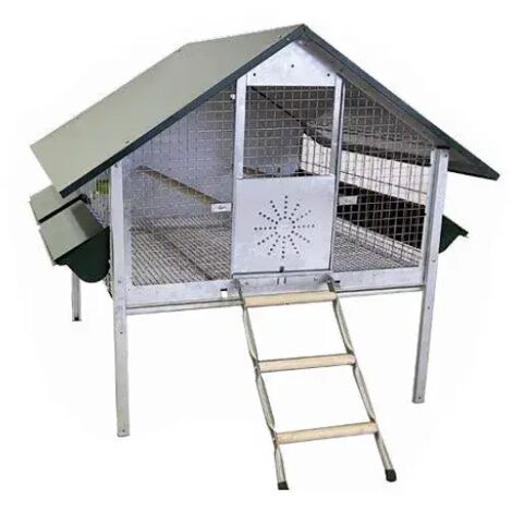 Poulailler 100120 Ropet pour 4 poules – Structure galvanisée – Toit vert foncé – Dimensions 130x150x120 cm – Rocila