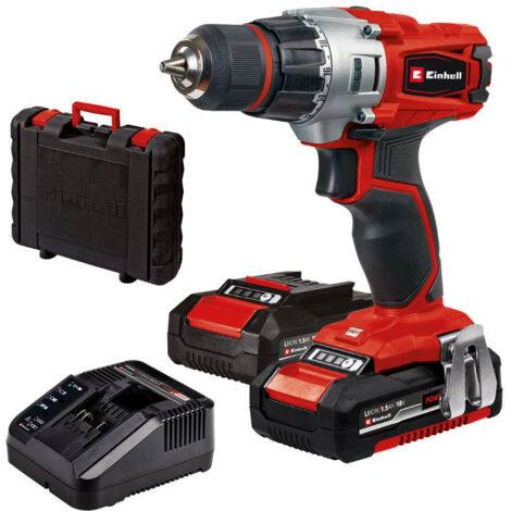 Einhell Perceuse Visseuse sans fil TE-CD 18/2 Li Kit Power X-Change (Li-ion, 18V, Couple 44 Nm) Livré avec 2 Batteries 1,5Ah et Chargeur (1/5)