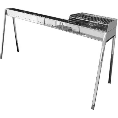 Barbecue à charbon portable en acier inoxydable – Cuiseur à brochettes 80 cm pour 50 brochettes – Brasero 40x30 cm – Montage rapide à baïonnette – Lisa (1/5)