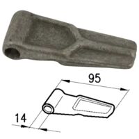 Charnière plate 60448 pour rail latéral Cermag diamètre 14 mm longueur 95 mm