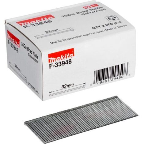 Clous brads T16 Ga galvanisés Long. 32mm 2000 pcs - MAKITA F-33948