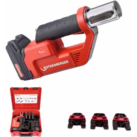 Máquina de prensado Rothenberger Romax Compact TT 18V 2Ah + juego de 3 mordazas