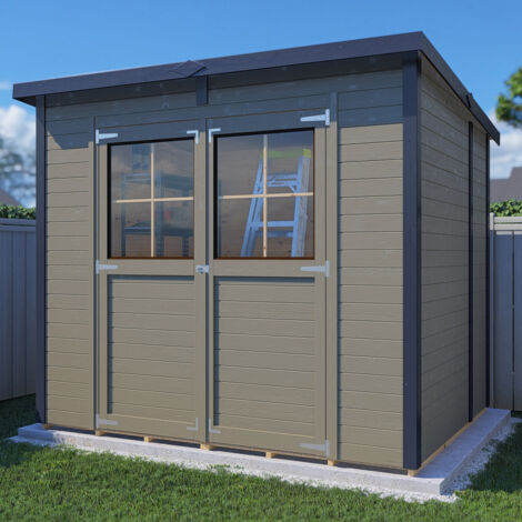 Abri de jardin bois Bertilo Simplo 4,30m² 12mm avec plancher gris beige RAL7006