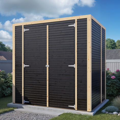 Abri de jardin bois Bertilo Fineline 18mm 3,26m² noir (1/5)