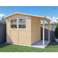 Abri de jardin bois Bertilo 12mm Tonio 2 avec toit en appentis 3,88m² naturel