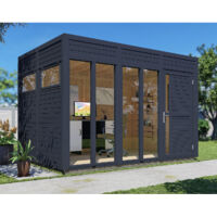 Studio de jardin bois Bertilo Cubus 3 19mm avec plancher 7,65m² anthracite
