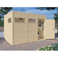 Abri de jardin bois Bertilo Cubo 3 19mm avec plancher 7,65m² natural
