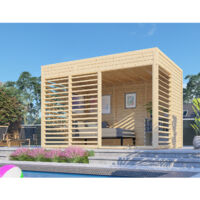 Pool House bois XL Bertilo avec plancher 7,65m² naturel
