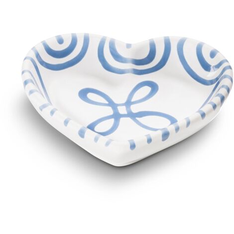 Ciotola a forma di cuore in ceramica Gmundner blu fiammata (L10cm) (1/2)