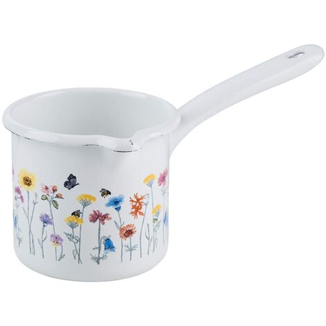 Casseruola Riess Kelomat Smaltata Bianca 14 Cm - 0,75 L - Adatta A Induzione, Senza Nichel, Fatta In Austria