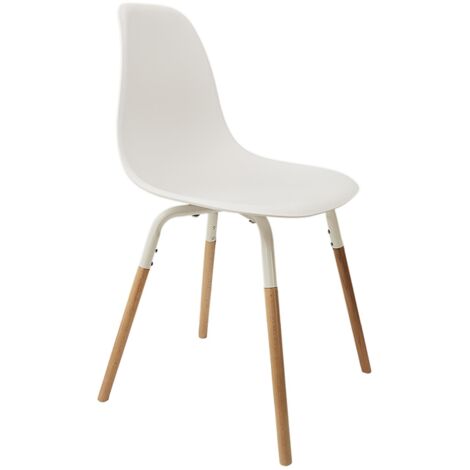 The Home Deco Factory – Lot de 4 chaises scandinaves blanches – Structure en bois brut – Confort optimal – Design épuré pour salon (1/8)
