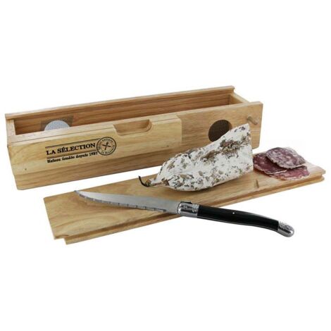 Cave à Saucisson - COOK CONCEPT - Beige - Coffre avec Planche à Découper