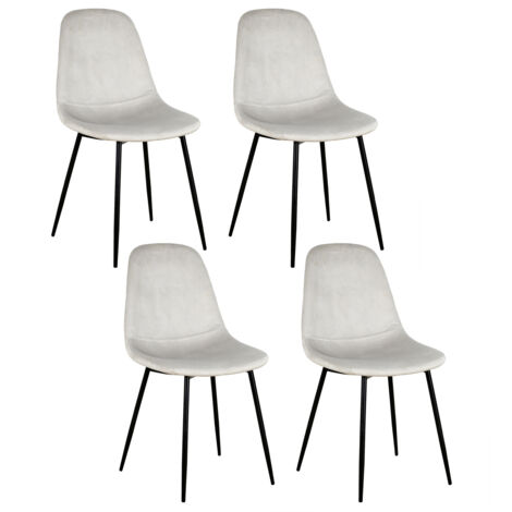 Ac-Deco – Lot de 4 chaises en velours côtelé gris clair – Confort optimal pour vos invités – Style moderne et élégant (1/5)