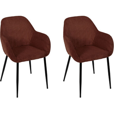 The Home Deco Factory – Lot de 2 fauteuils relax en tissu côtelé orange – Confort ergonomique – Design moderne pour intérieur contemporain