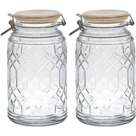 Bocal de Conservation - COOK CONCEPT - Transparent - Couvercle en Bois - 2.3L (1/3)