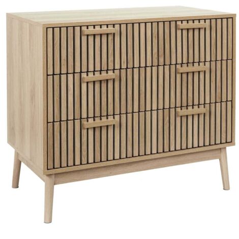 The Home Deco Factory – Commode Klaus – Bois brut 90x49x79 cm – 4 tiroirs – Style naturel pour rangement élégant