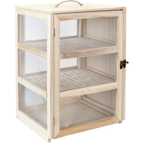 Garde-manger en bois 3 niveaux – 2 plateaux perforés amovibles – Matériau Paulownia léger – Pour fromages et charcuterie – Cook Concept