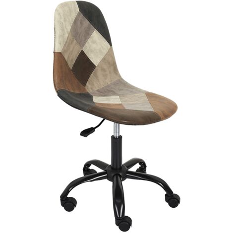 Chaise de Bureau - HOME DECO FACTORY - Patchwork - Marron et Multicolore (1/7)