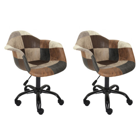 Fauteuil de Bureau - HOME DECO FACTORY - Patchwork - Marron et Multicolore (1/5)