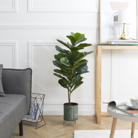 The Home Deco Factory – Plante verte artificielle 90 cm – En pot – Décoration intérieure réaliste – Pour salon, bureau ou chambre