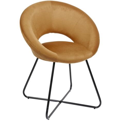 Fauteuil - HOME DECO FACTORY - GIULIA - Rond - Velours Côtelé - Jaune et Noir (1/5)