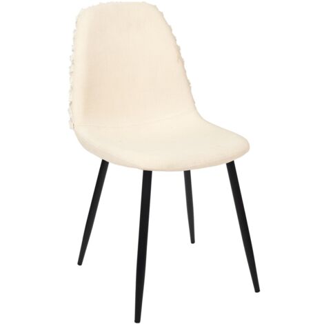 Lot de 4 Chaises - HOME DECO FACTORY - Mora - Pieds Métal Noir - Beige (1/5)