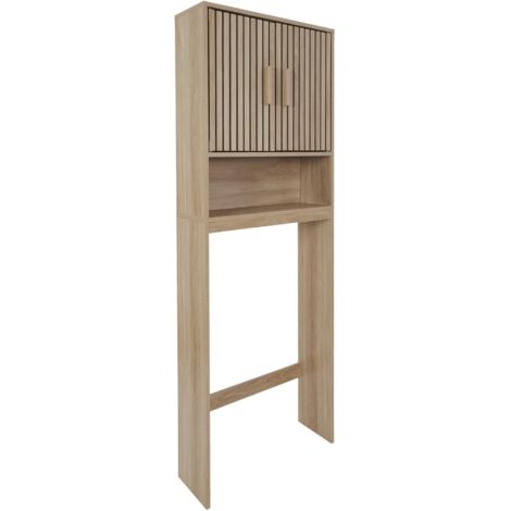 The Home Deco Factory – Meuble pour WC marron 60x20x166 cm – Panneaux de particules – Rangement élégant pour petits espaces – Montage rapide en 30 mn
