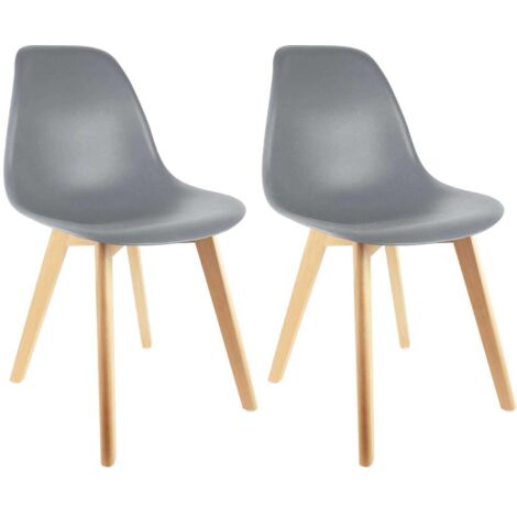 Lot de 2 Chaises - HOME DECO FACTORY - Scandinaves - Grises (1/10)