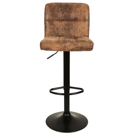 Lot de 2 chaises de bar réglables marron – Hauteur d'assise de 61 à 81 cm – Style vintage industriel – Pied en fer (1/5)