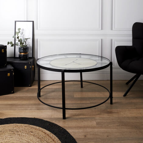 Table Basse - HOME DECO FACTORY - Horloge - Noir (1/5)