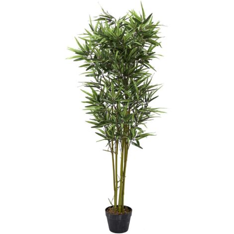 The Home Deco Factory – Plante verte artificielle bambou 150 cm – Hauteur 138 cm – Diamètre pot 18 cm – Matériau EVA – Décoration intérieure moderne