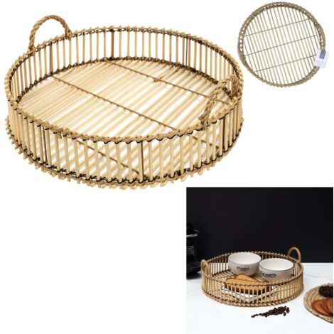 Plateau - HOME DECO FACTORY - Tressé - Bambou - Marron (1/4)