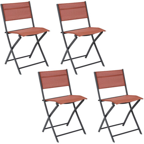 Lot de 4 Chaises - HOME DECO FACTORY - Elba - Pliante - Rouge (1/5)