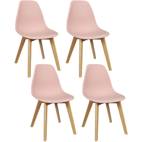 Chaise - HOME DECO FACTORY - Scandinave - Coque PP - Rose et marron (1/5)