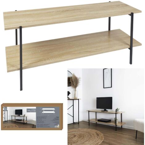 Banc TV - HOME DECO FACTORY - LOKA - Pratique - Élégant - Marron et Noir (1/5)