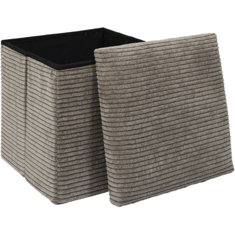 Coffre Pouf Pliable Cotele Scott Taupe