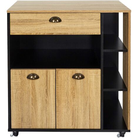 The Home Deco Factory – Desserte de cuisine en bois aggloméré 2 portes 1 tiroir – Dimensions 80x39x86,5 cm – Rangement pratique avec roulettes
