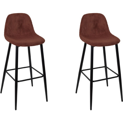 The Home Deco Factory – Lot de 2 tabourets de bar côtelés – Hauteur d'assise 75cm – Orange et noir – Design moderne pour intérieur (1/5)