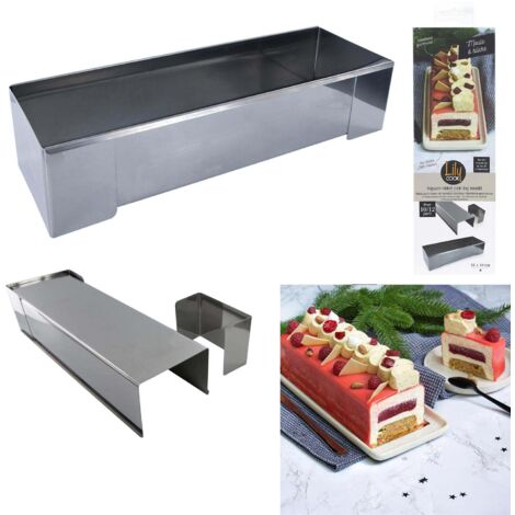 Moule à bûche carré 31x10cm – Format rectangulaire avec embouts amovibles pour démoulage facile – Recette incluse – Lily Cook (1/5)