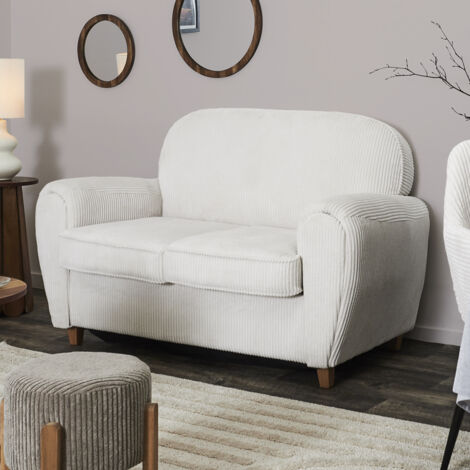 The Home Deco Factory – Canapé droit 2 places beige – Tissu côtelé – Dimensions 137 x 84 x 82 cm – Hauteur d'assise 43 cm – Style moderne