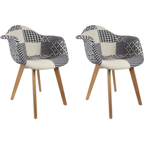 Fauteuil - HOME DECO FACTORY - Scandinave - Patchwork - Noir et blanc (1/5)