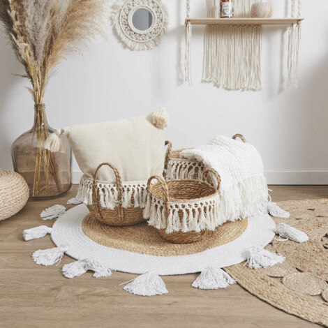 Lot de 3 Paniers - HOME DECO FACTORY - Tressés - Gigognes - Marron et Beige (1/5)