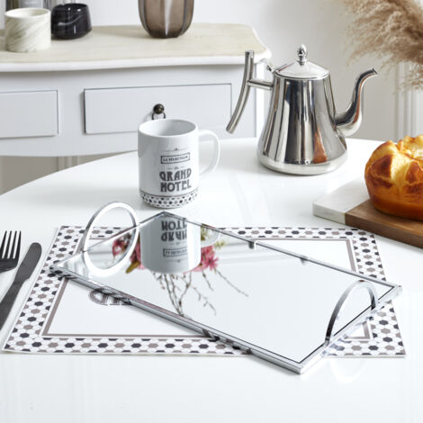 Plateau de Service - HOME DECO FACTORY - Miroir Argente - Argent (1/2)