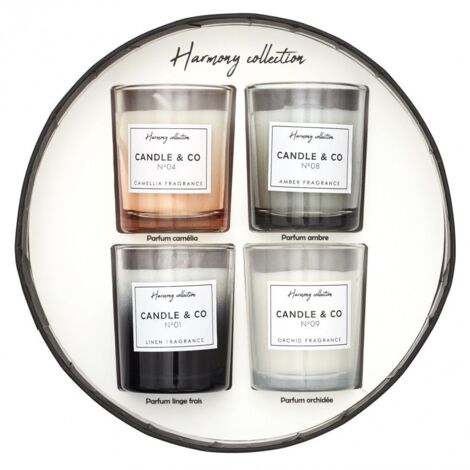 Lot de 4 Bougies - HOME DECO FACTORY - Harmony - Parfumées - Multicolore (1/5)