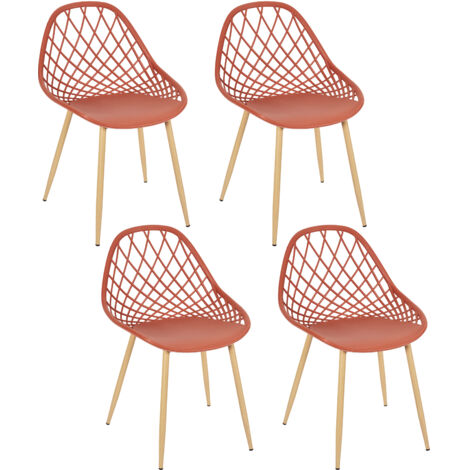 Lot de 4 chaises de jardin 51x57x80 cm terracotta et naturel - MALLY